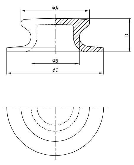 A&ccedil;o fundido 6 'Bot&atilde;o de gabarito
