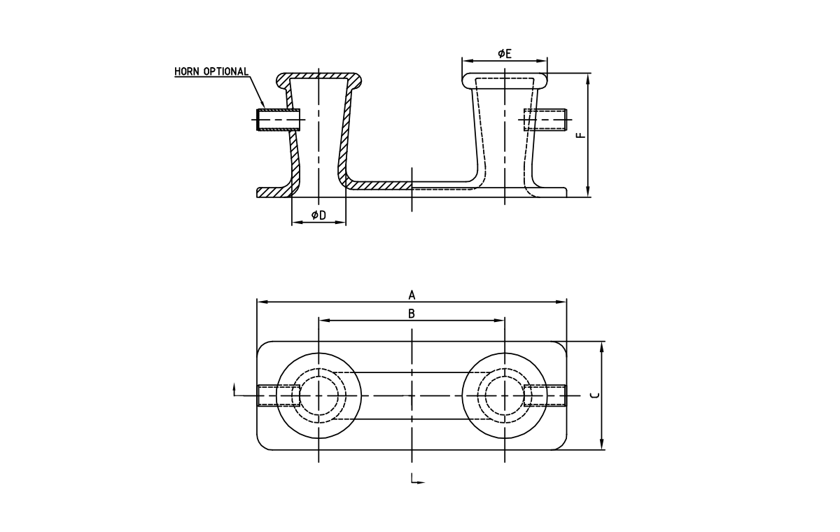 DF-2/2A/40/40A a&ccedil;o fundido duplo Bitt